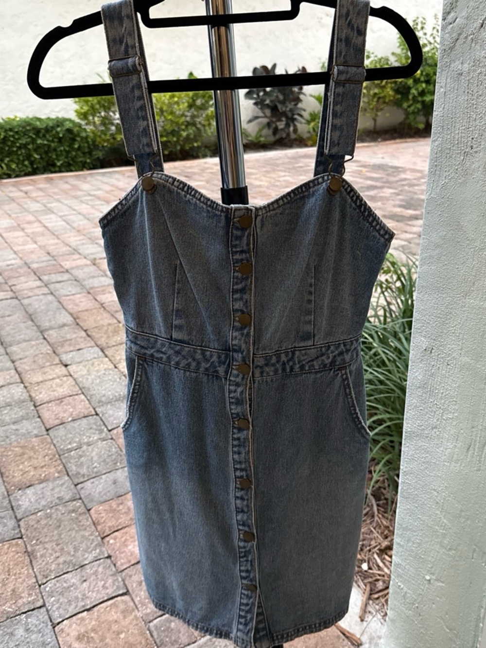 Billabong Denim Button-Front Pinafore Dress - western buckle